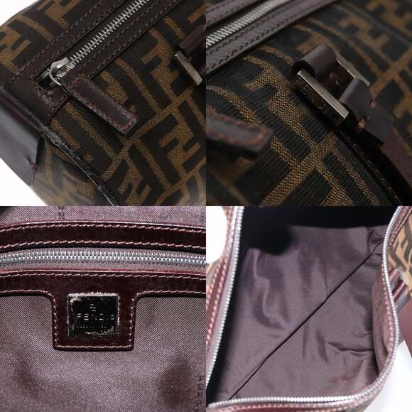 FENDI Zucca Canvas Hand Bag Brown Black Gold - Picture 11 of 12